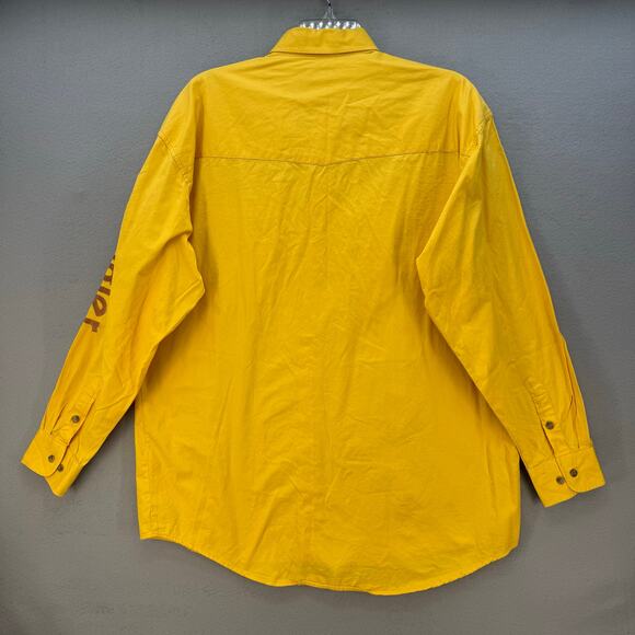 Wrangler Button Down Shirt Men's XL Yellow Rodeo Dress Shirt Copper Embroidery - Picture 2 of 8